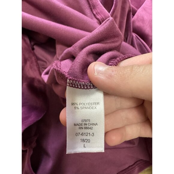 Woman Within Velour Button Up Tunic Shirt Size 18/20 Large Long Sleeve Stretch - Picture 9 of 11